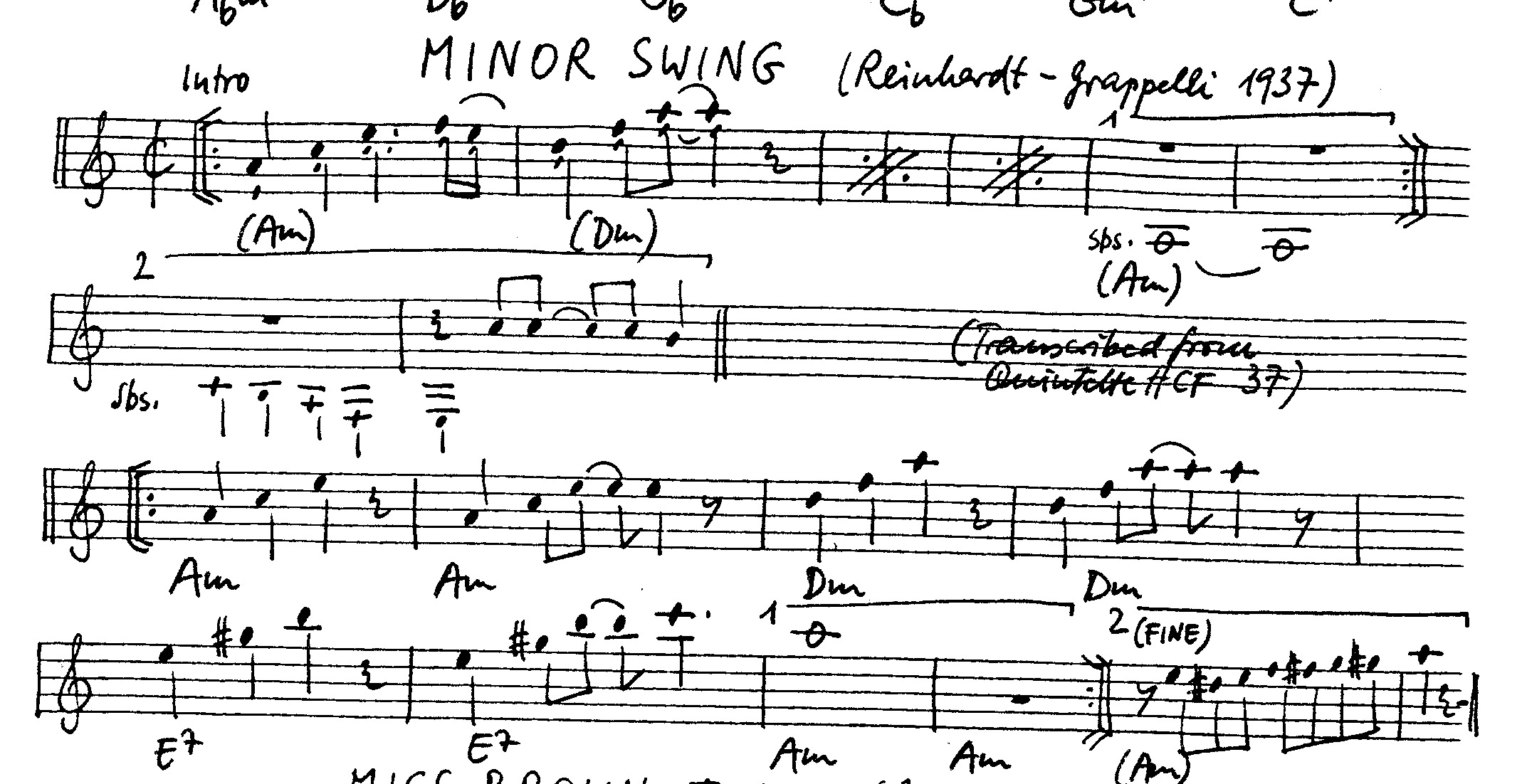minor swing leadsheet – book us for your next 20s or gatsby event
